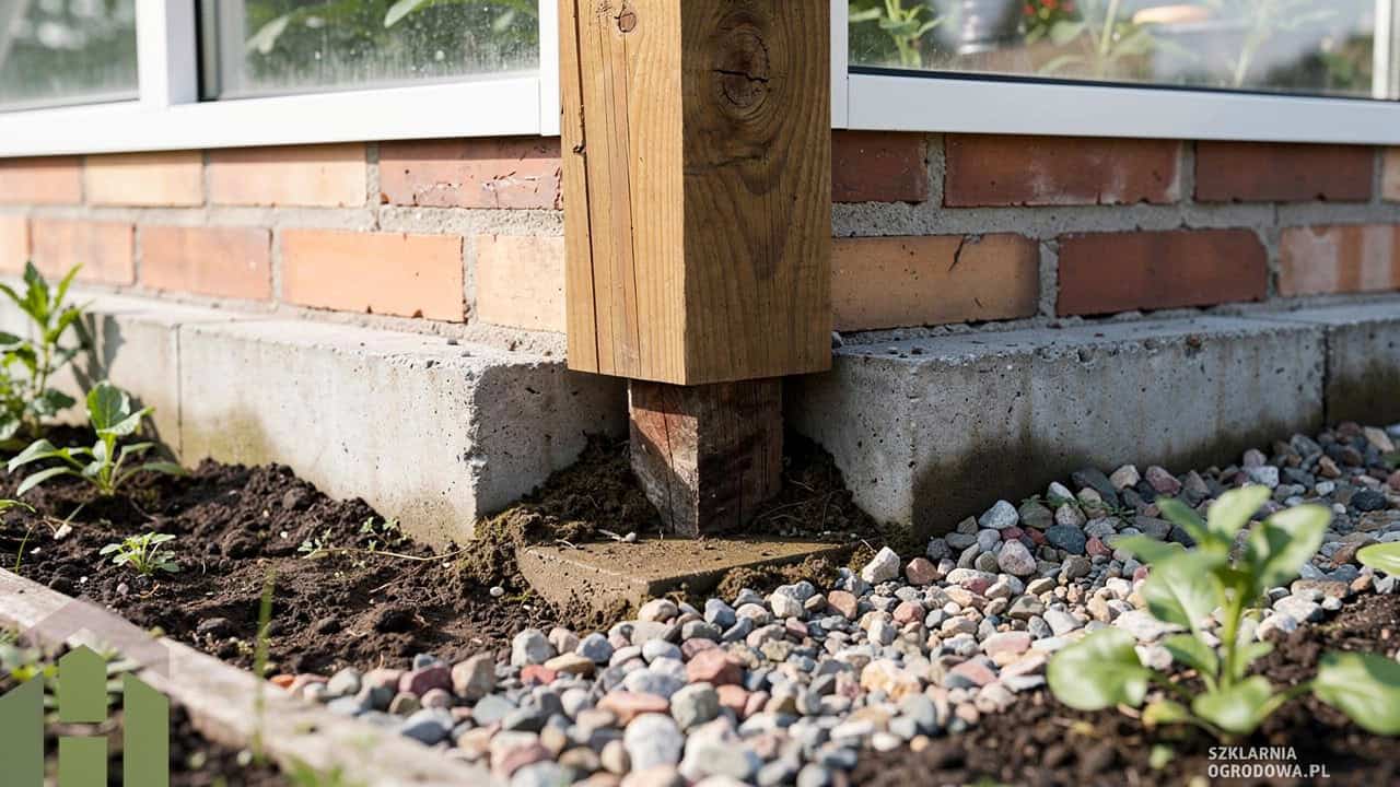 Fundament pod drewnianą konstrukcję szklarni