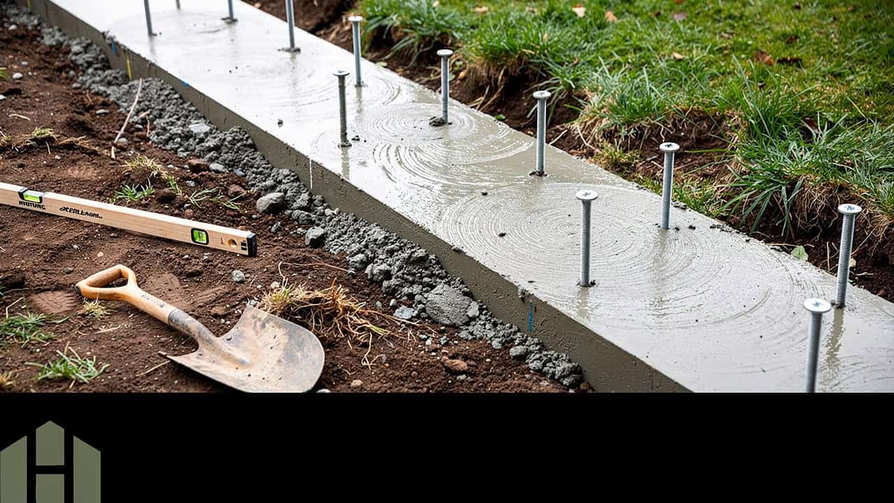 Fundament betonowy z kotwami do montażu szklarni